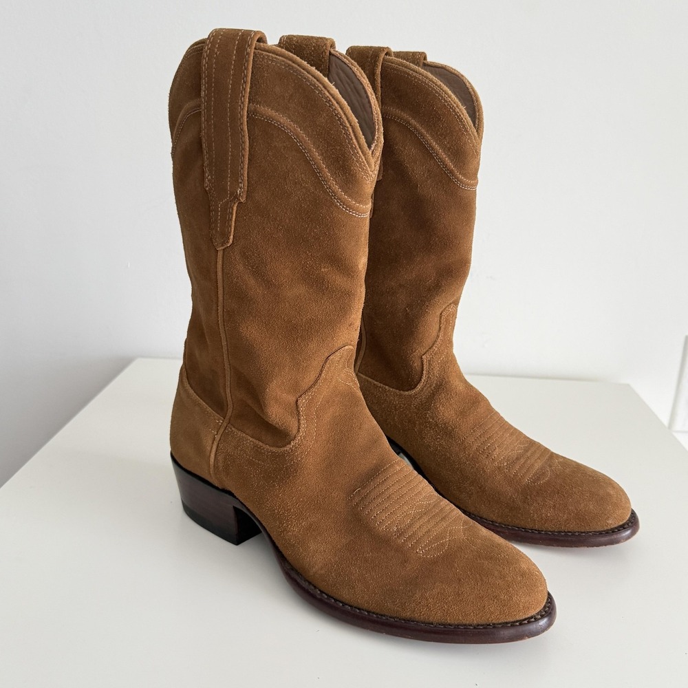Tecovas Western Cowboy Boots Mens 7.5 D Brown Suede Leather The Johnny 1008